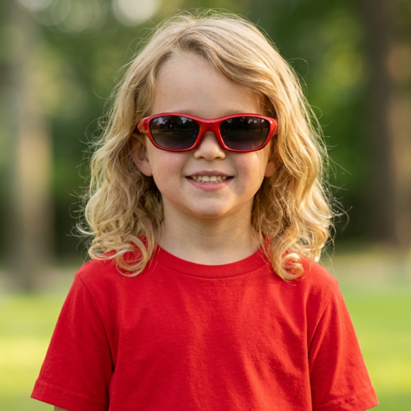 long hair cute bolde kid weraing sunglasses