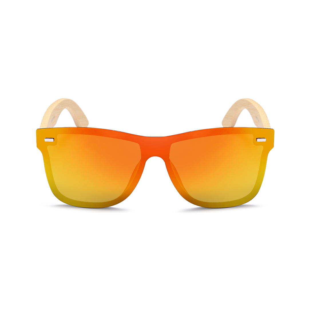 rimless sunglasses with bamboo legs