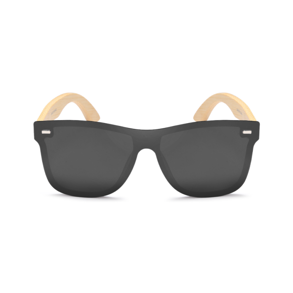 rimless sunglasses with bamboo legs