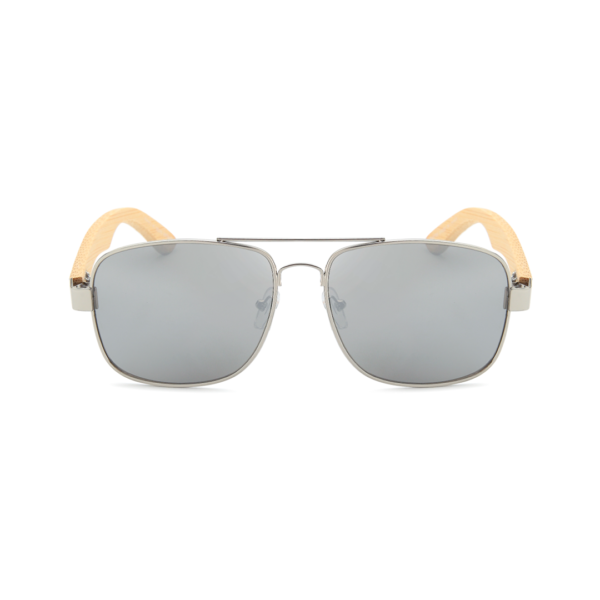 square aviator sunglasses with bamboo legs