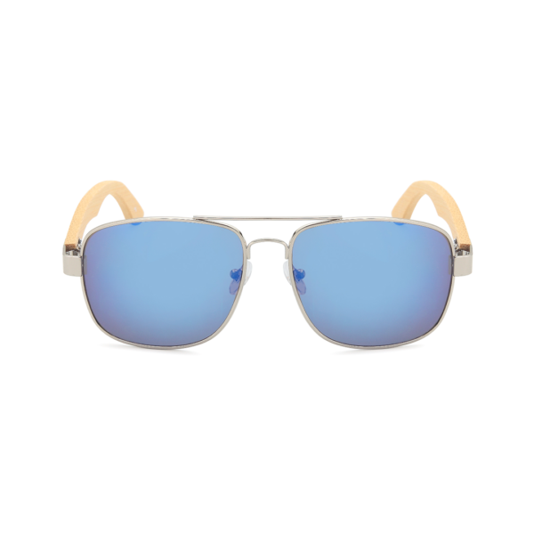 square aviator sunglasses with bamboo legs