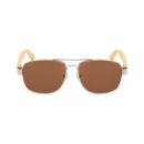 square aviator sunglasses with bamboo legs