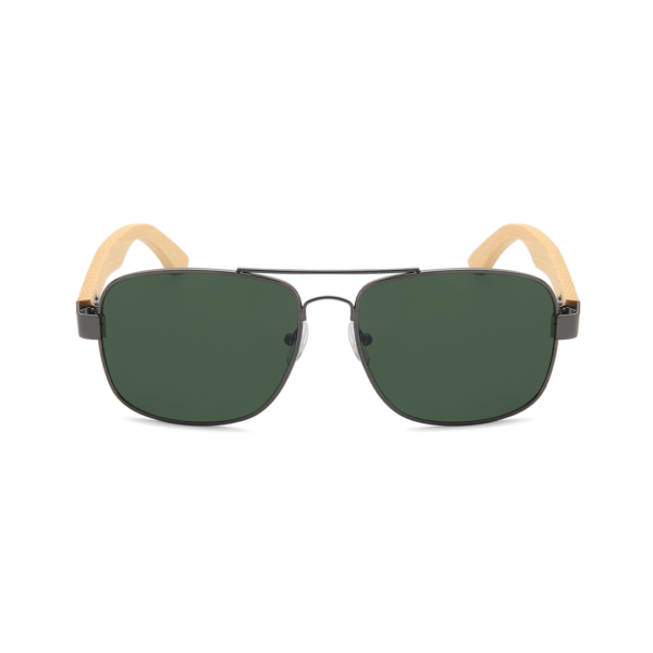 square aviator sunglasses with bamboo legs