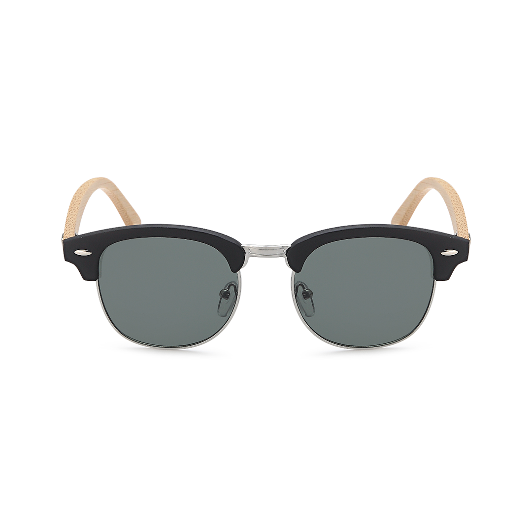 round sunglasses with bamboo legs