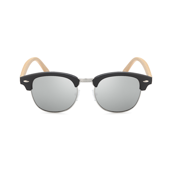 round sunglasses with bamboo legs