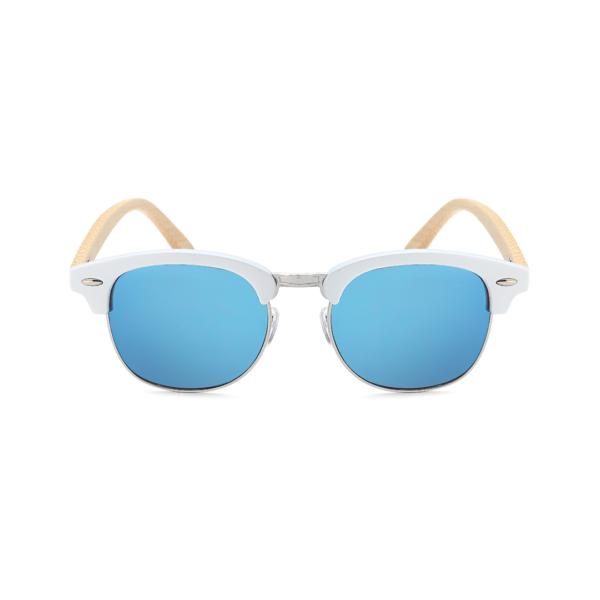 round sunglasses with bamboo legs