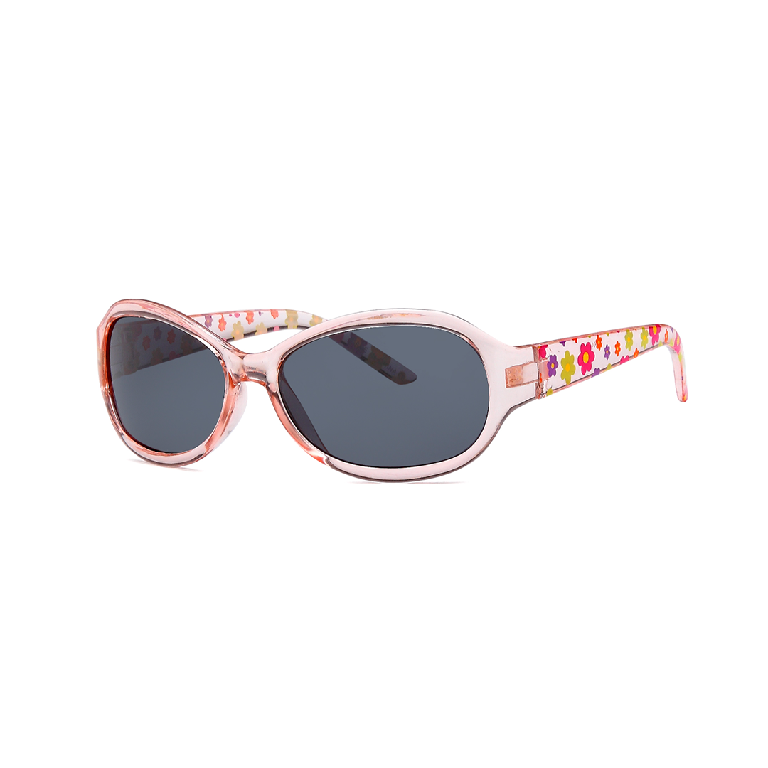 pink flower print oval kids sunglasses