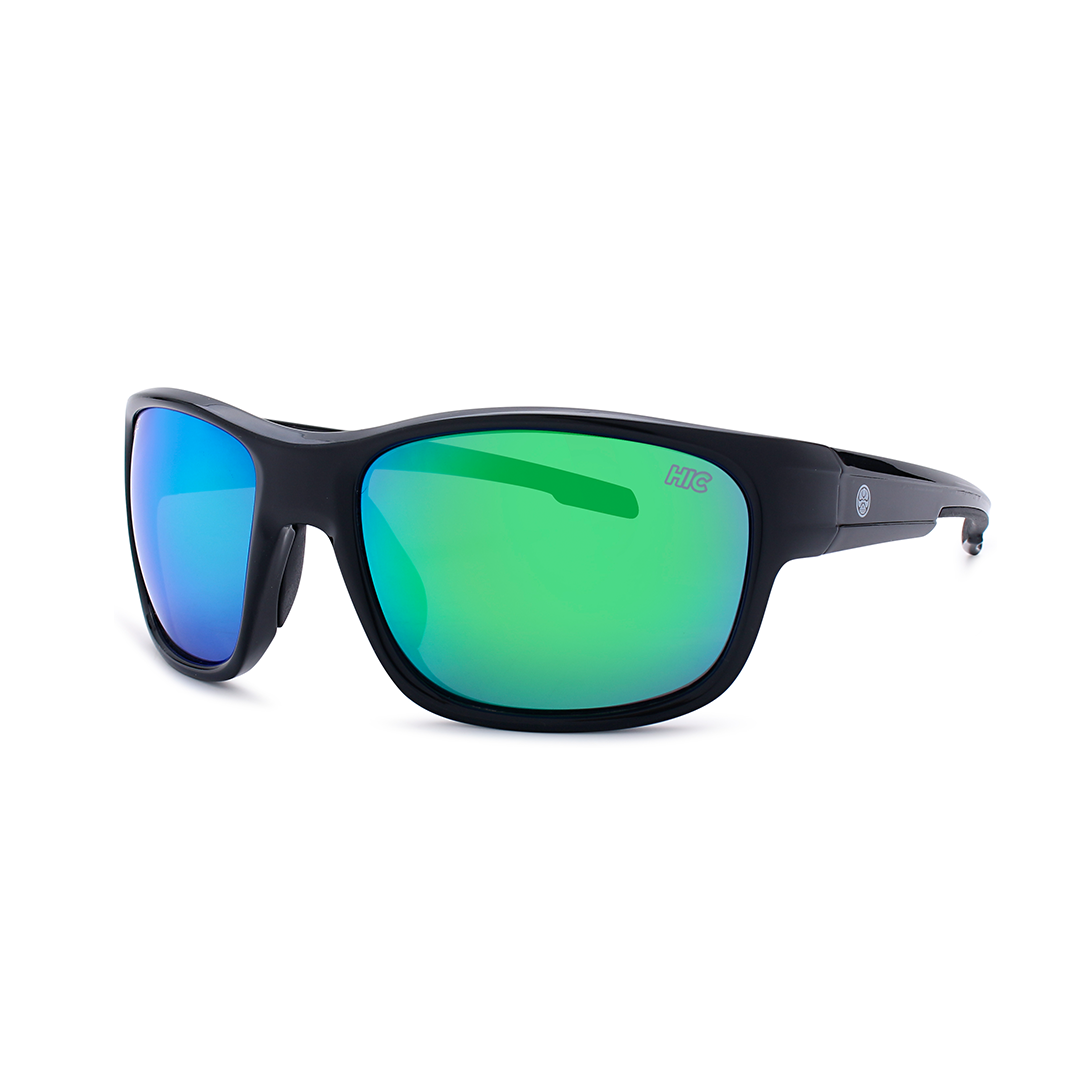 green mirror wrap polarized sunglasses