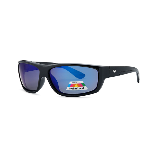 blue mirror wrap polarized sunglasses