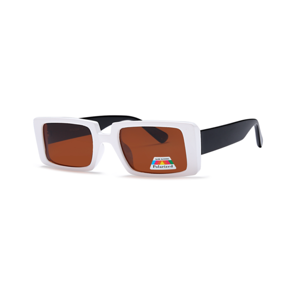 white and brown rectangle women's polarized sunglasses