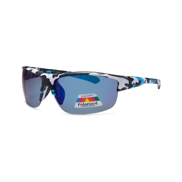 blue mirror camo half frame polarized sunglasses