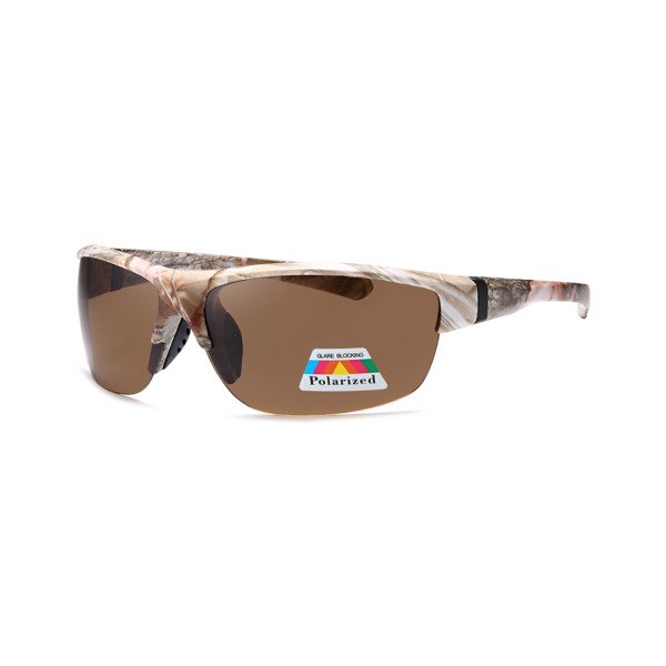 brown and tan half frame polarized sunglasses