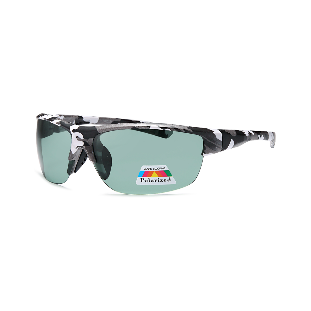 black and white camo half frame polarized sunglasses