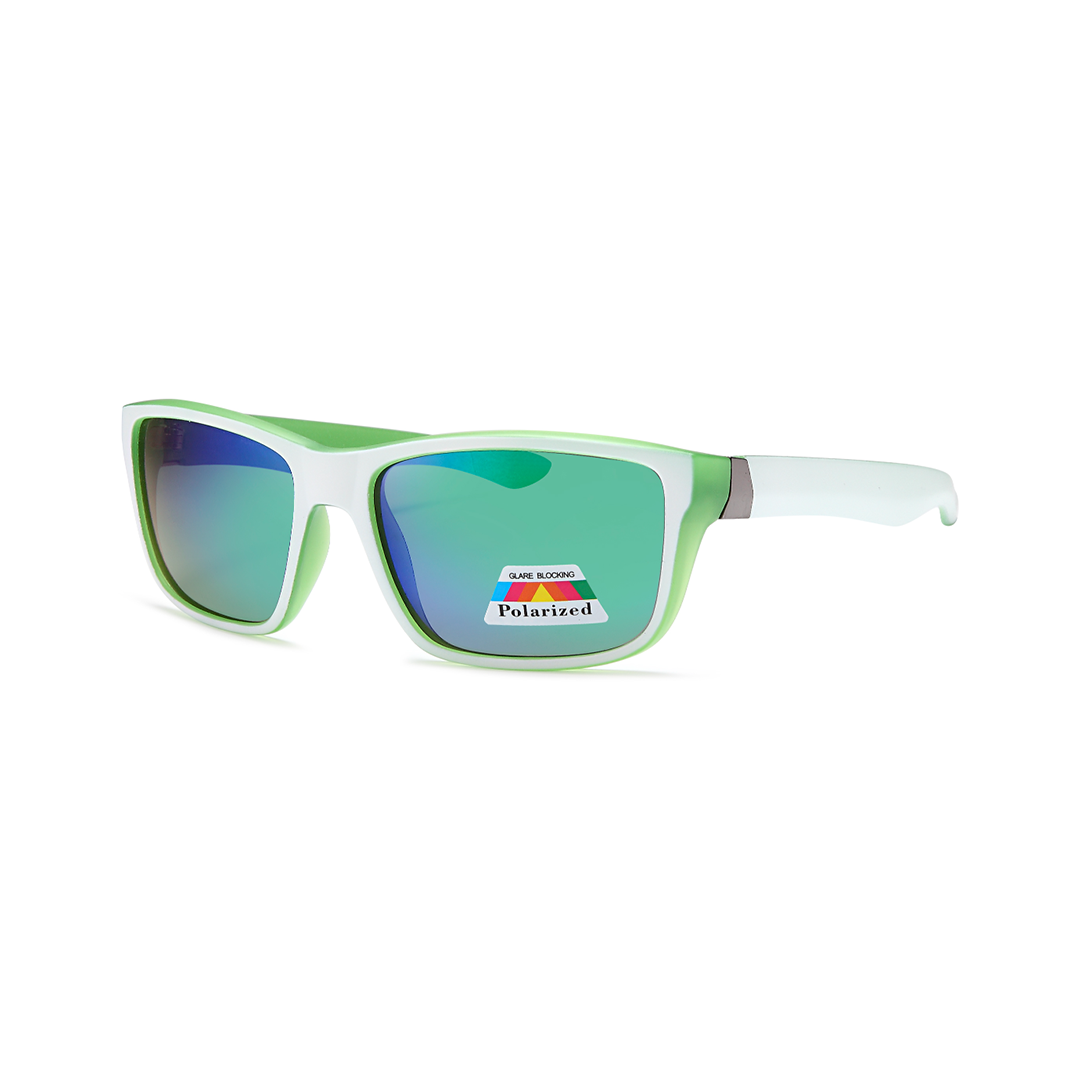 white and green square polarized sunglasses