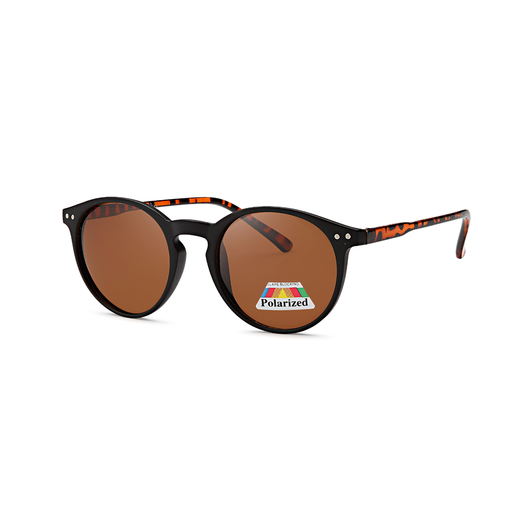 brown round unisex polarized sunglasses