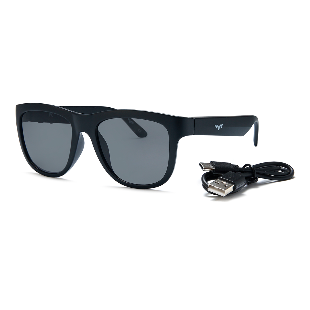black bluetooth sunglasses usb-c charge