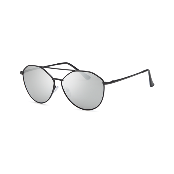 black and silver round aviator women's sunglasses