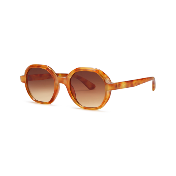 orange tortoise hexagon trendy sunglasses