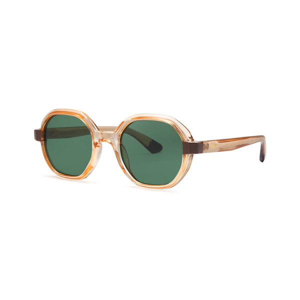 clear tan hexagon trendy sunglasses