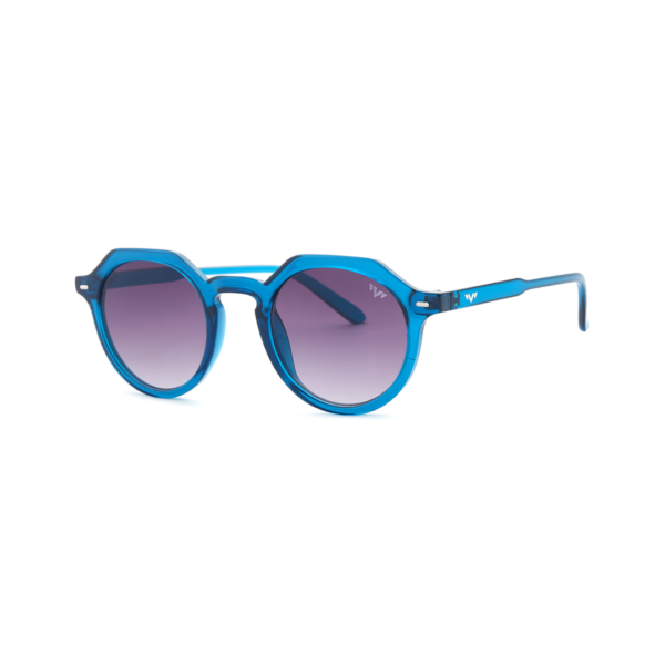 blue round women's sunglasses