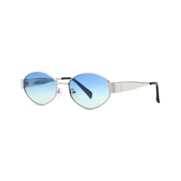 blue oval metal women's sunglasses