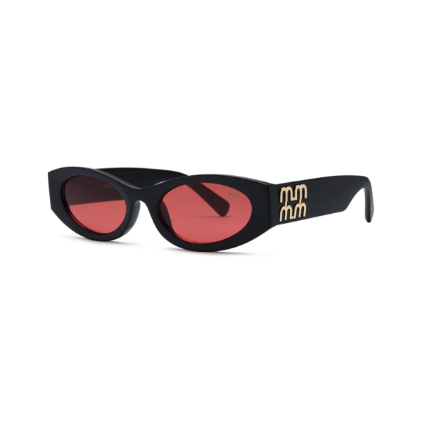 black and pink women's oval sunglasses