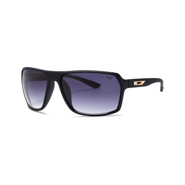 purple blue men's wrap sunglasses with gunmetal leg accent