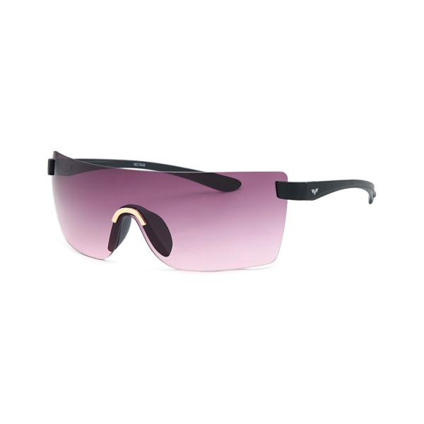 rimless sunglasses with gold acents