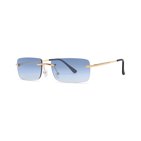 blue metal rectangular sunglasses