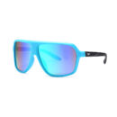 blue aviator style shield sunglasses