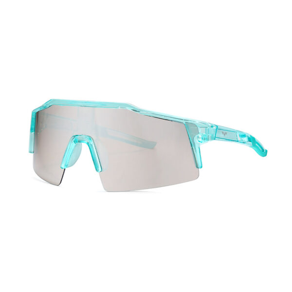 shield mask sunglasses silver and clear blue