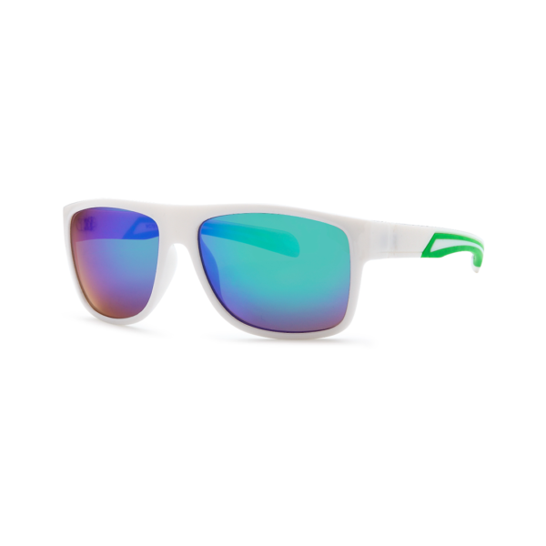 men's classic wrap sunglasses in blue lenses and white frame